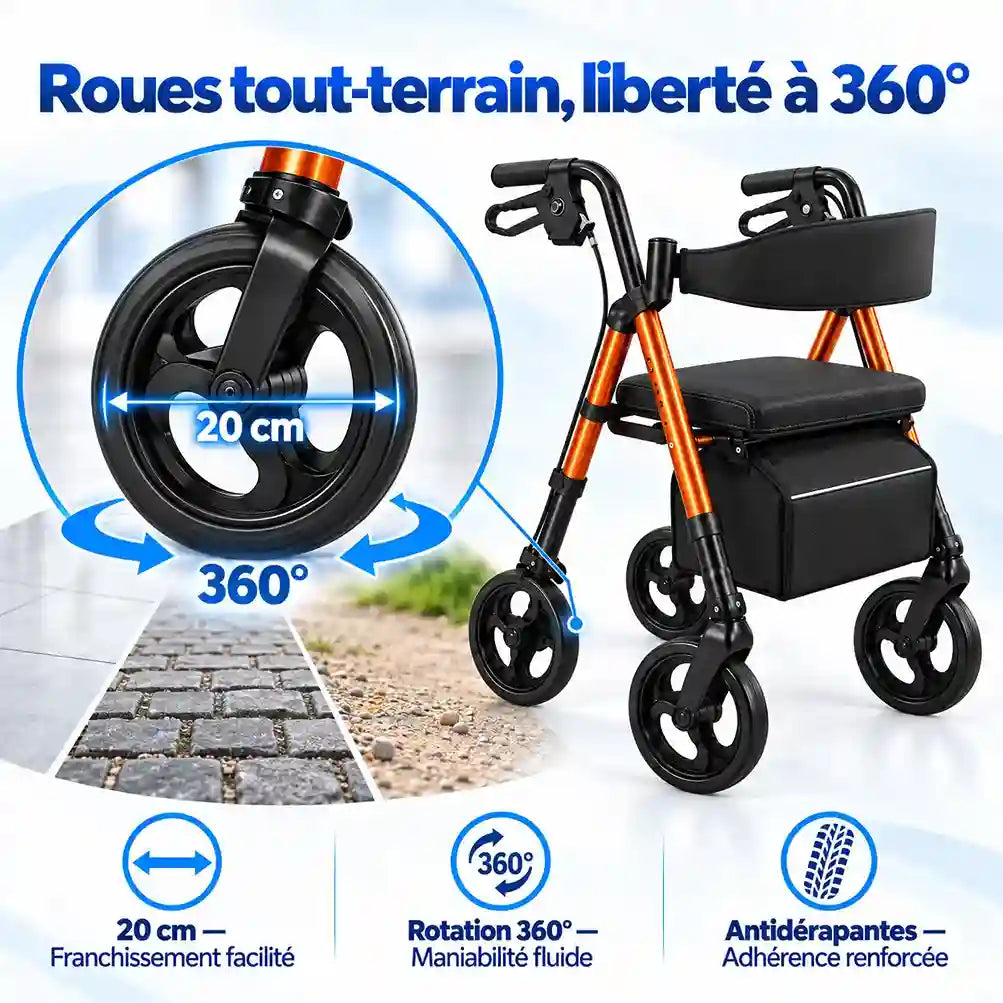 Déambulateur Rollator Tout-Terrain