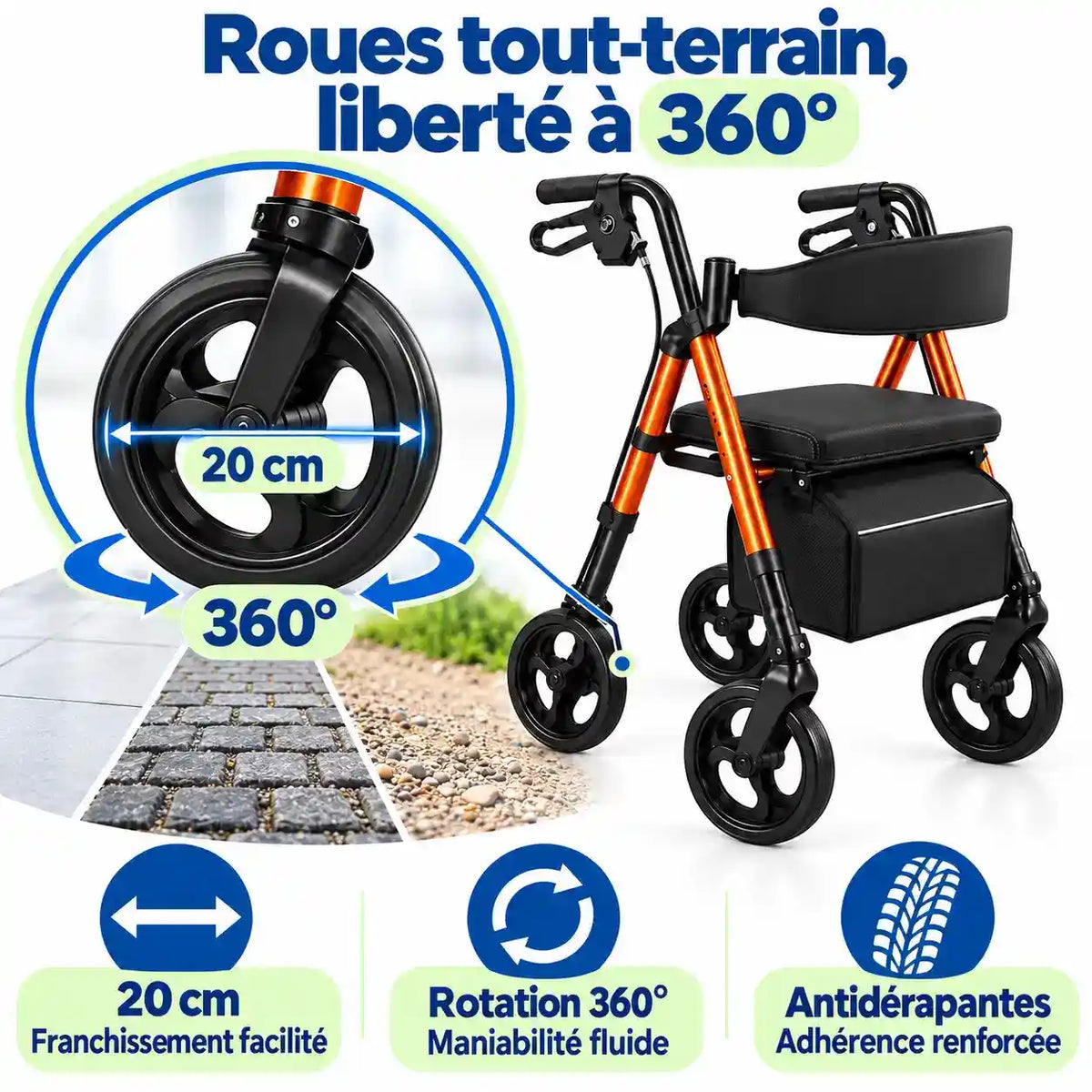 Déambulateur Rollator Tout-Terrain